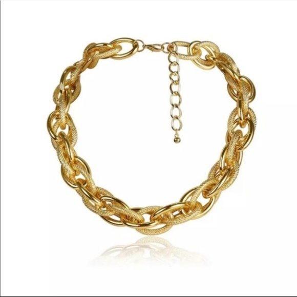 ***18k Chunky Gold Chain Punk Choker Necklace - Picture 6 of 10